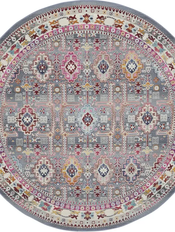 Vintage Kashan VKA05 Gray/Multicolor 6' x Round Rug