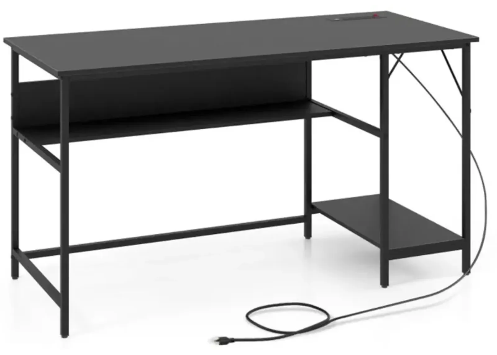 Hivvago 55 Inch Computer Desk with 4 Power Outlets and CPU Stand