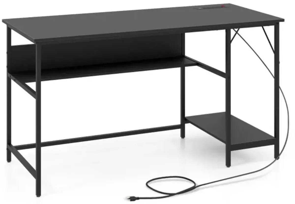 Hivvago 55 Inch Computer Desk with 4 Power Outlets and CPU Stand