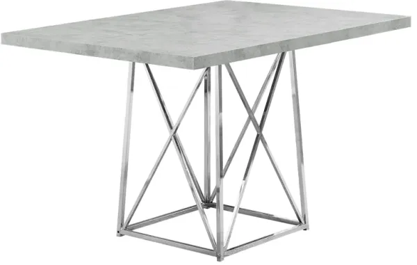 Monarch Specialties I Dining Table Metal Base, 36" x 48", Grey Cement/Chrome