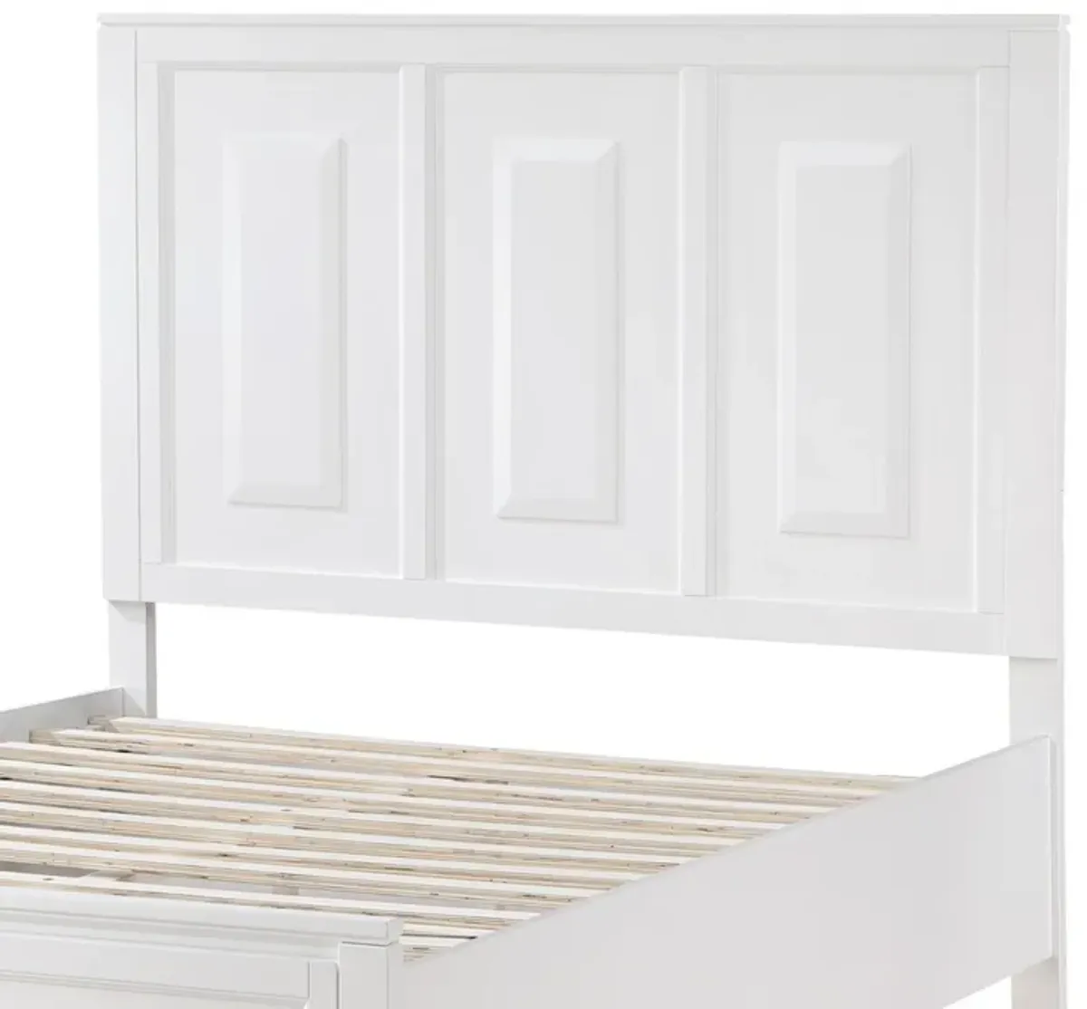 Thiem Queen Size Platform Bed with 2 Storage Drawers, White Wood Finish - Benzara