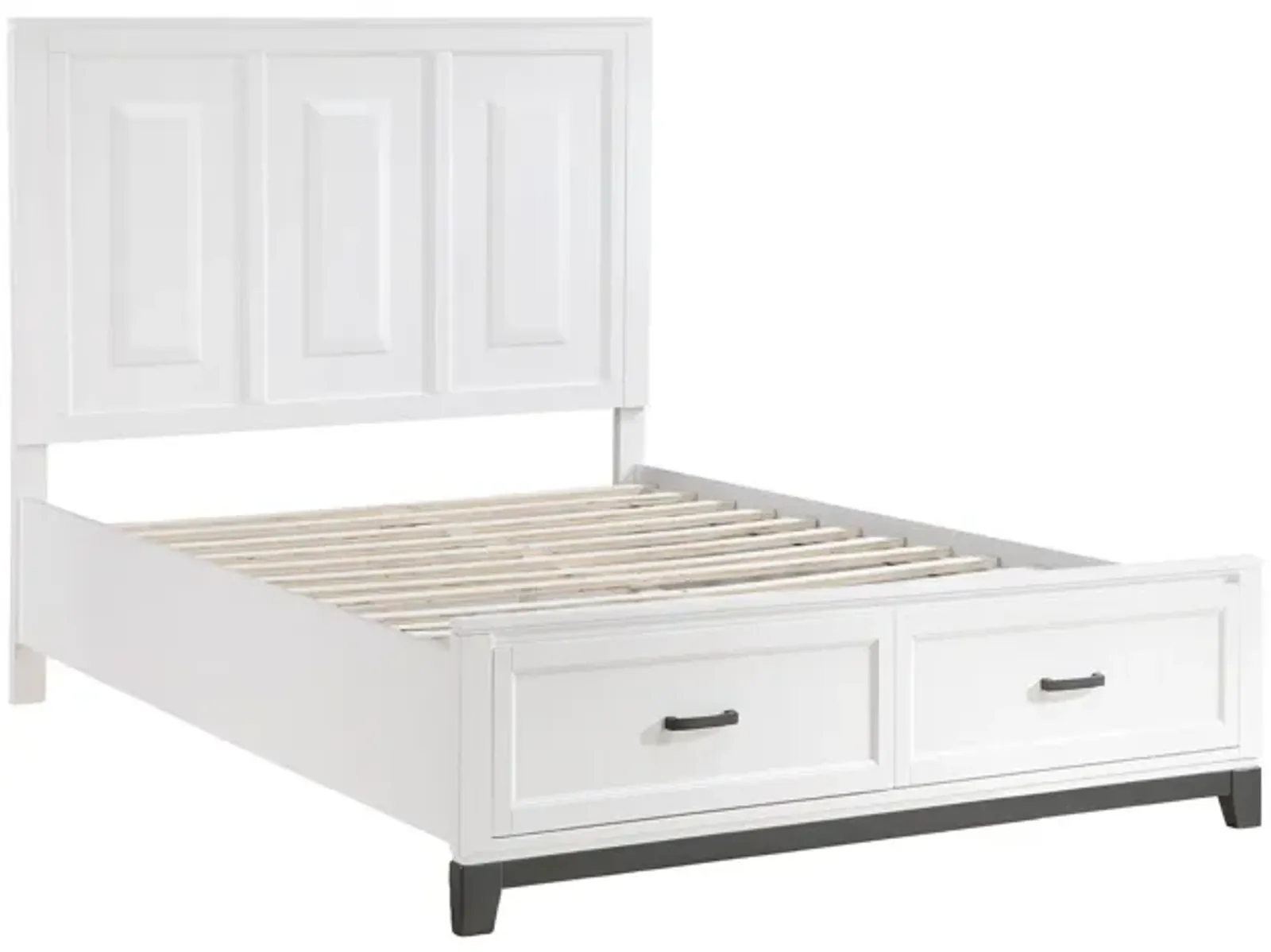 Thiem Queen Size Platform Bed with 2 Storage Drawers, White Wood Finish - Benzara