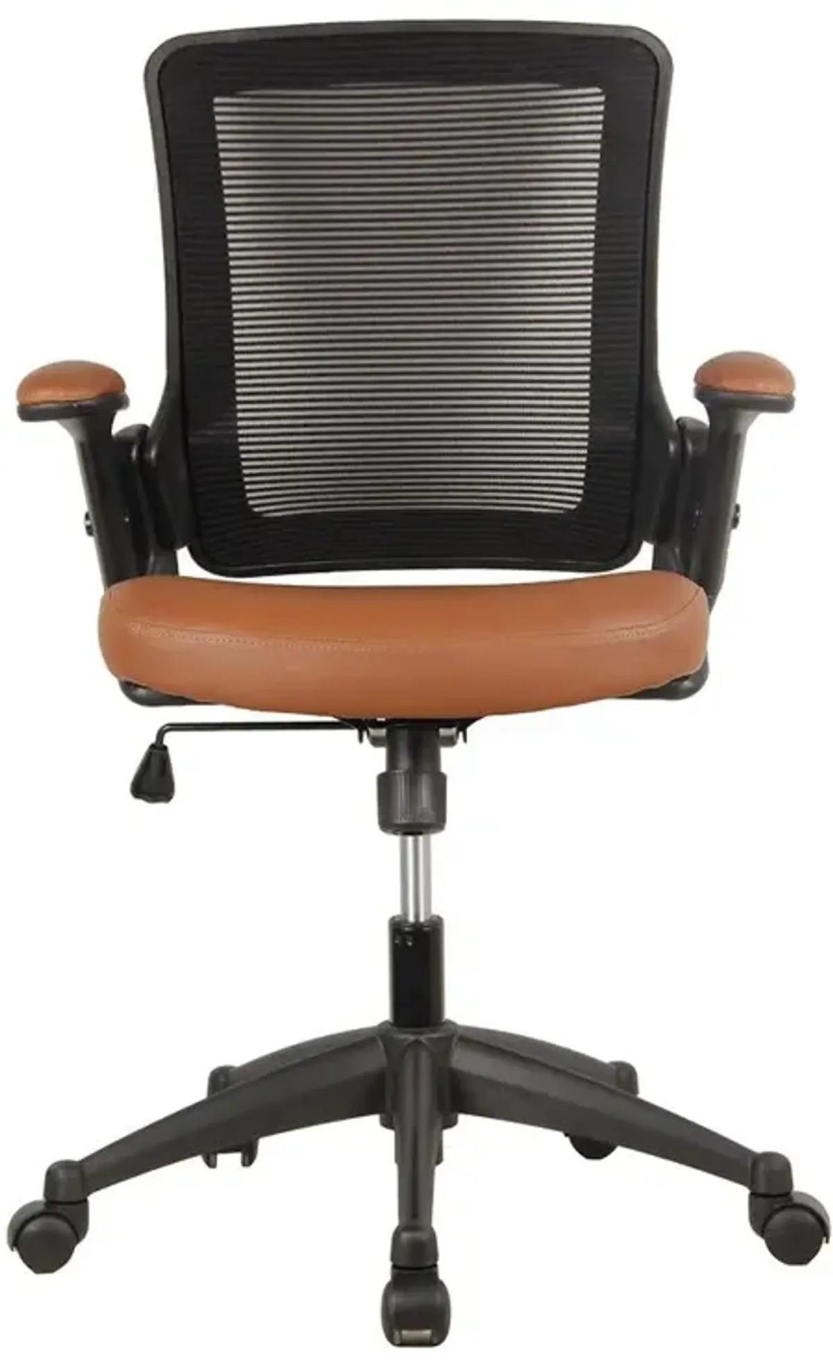 Techni Mobili Mid-Back Mesh Task Office Chair with Height Adjustable Arms. Color: Brown