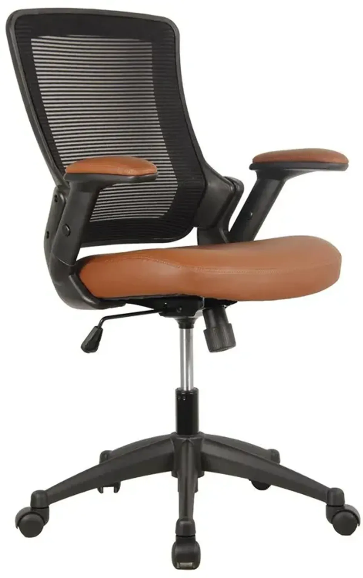 Techni Mobili Mid-Back Mesh Task Office Chair with Height Adjustable Arms. Color: Brown