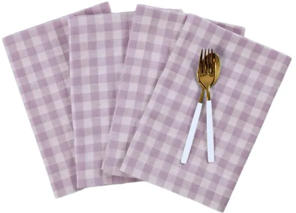 Solino Home 100% Pure Linen Dinner Napkins 20 x 20 Inch Set of 4 - Gingham Check