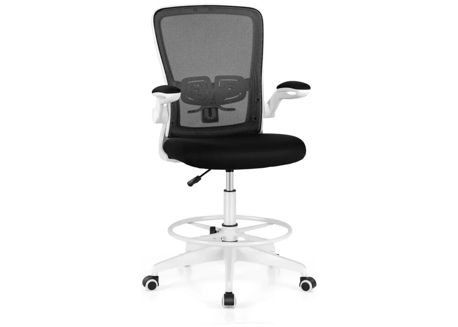 Height Adjustable Drafting Chair with Flip Up Arms for Home Office