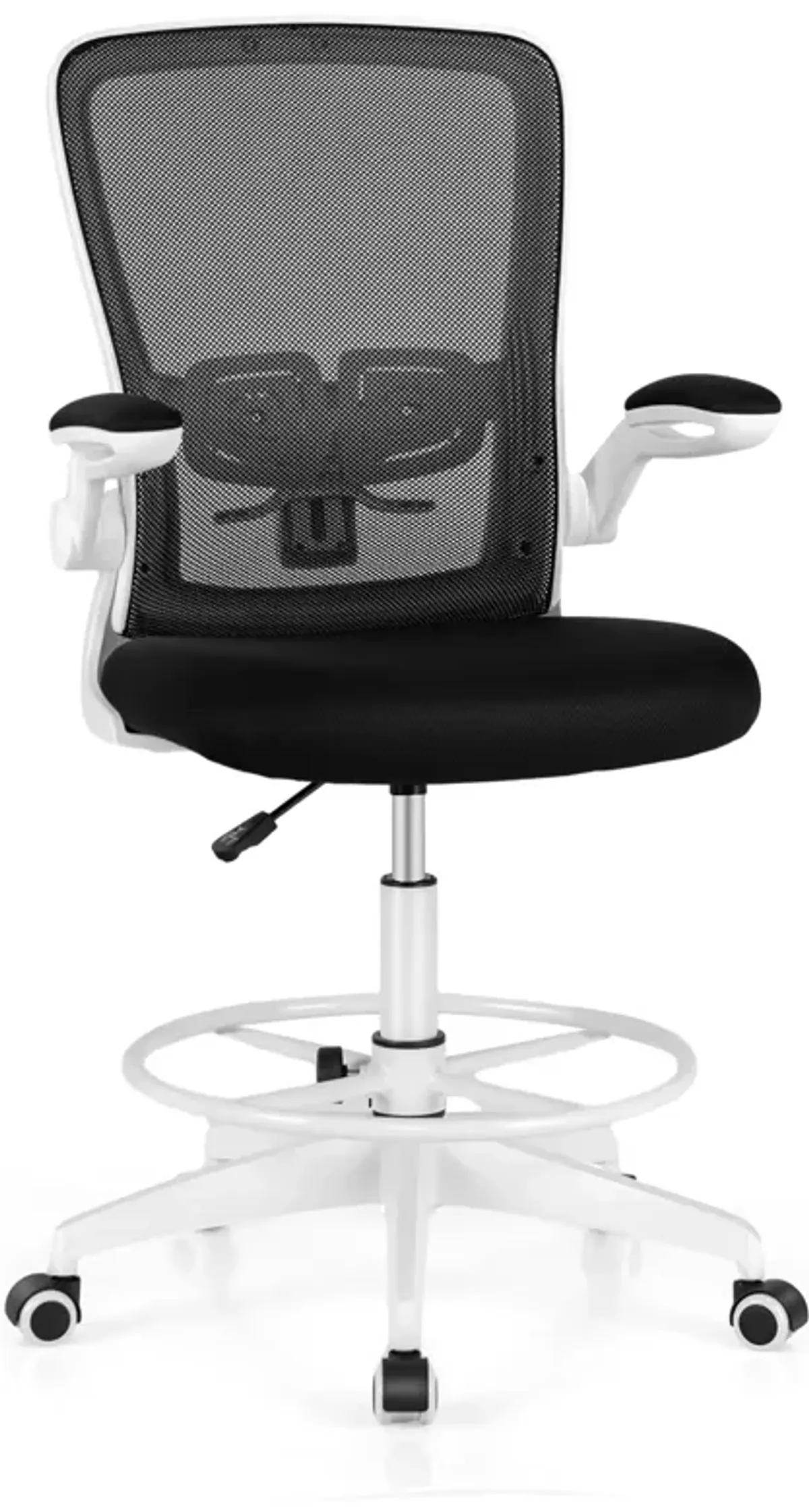 Height Adjustable Drafting Chair with Flip Up Arms for Home Office