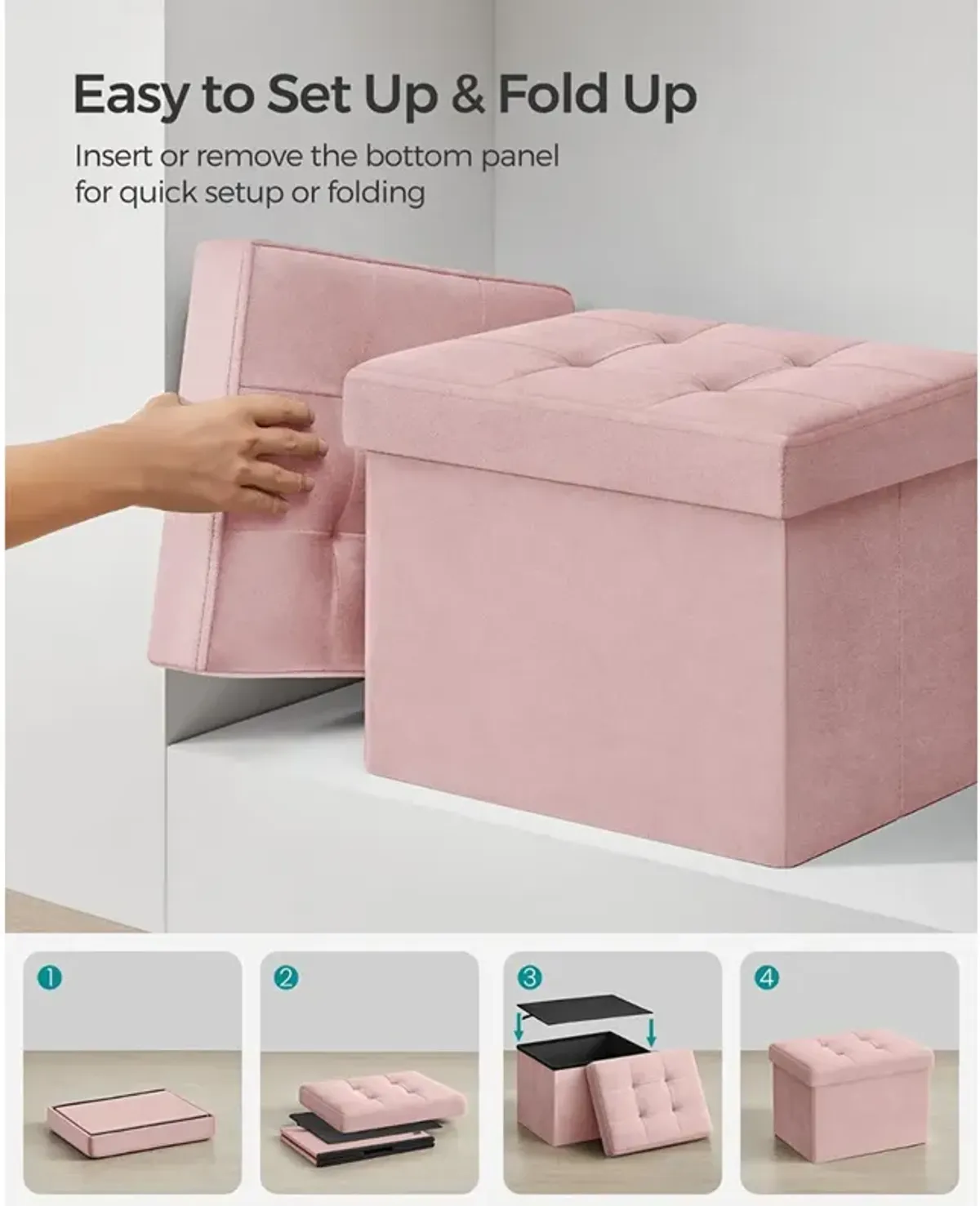 Foldable Storage Ottoman Bench for Space-Saving and Versatile Use