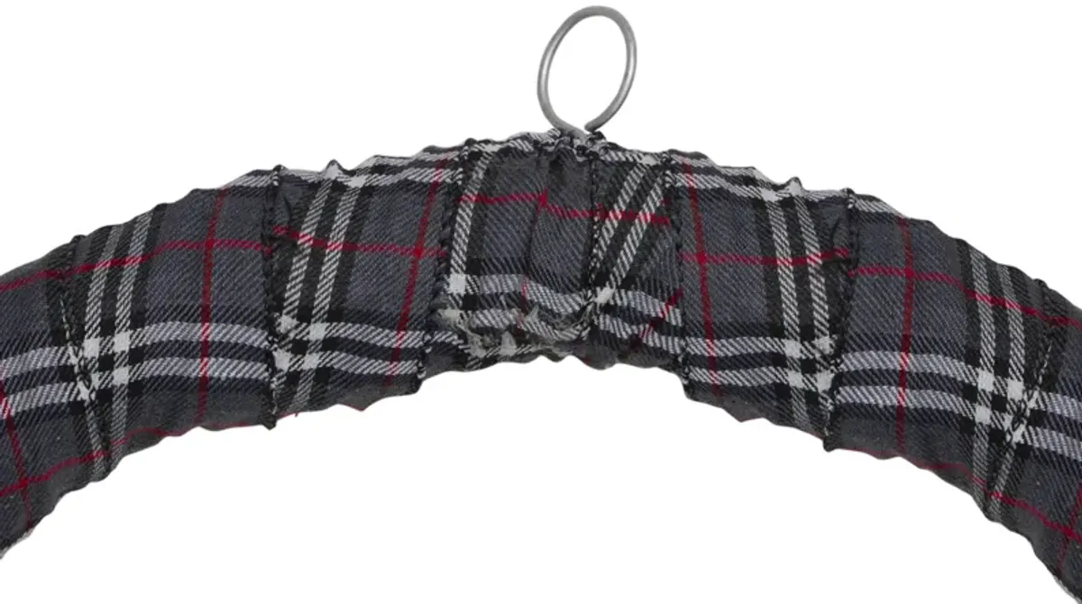 Gray and Red Plaid Artificial Christmas Wreath with Red Berries - 24-Inch  Unlit