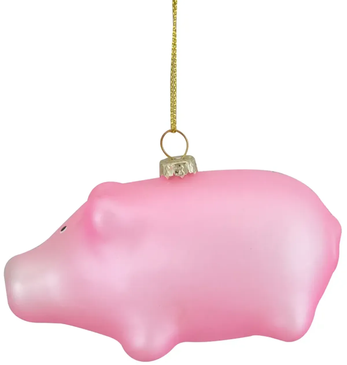 4" Pink Pig Glass Christmas Ornament