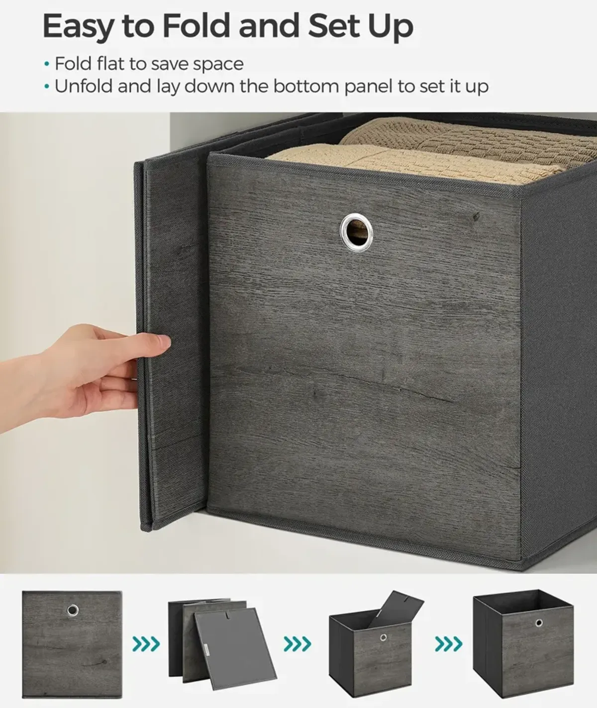 Foldable Storage Organizer Boxes – Set of 6 Storage Cubes for Clothes