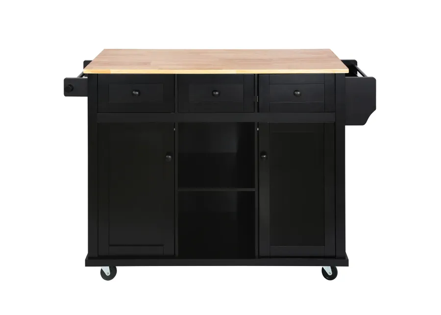 Merax Kitchen Cart on 5 Wheels with Storage Cabinet