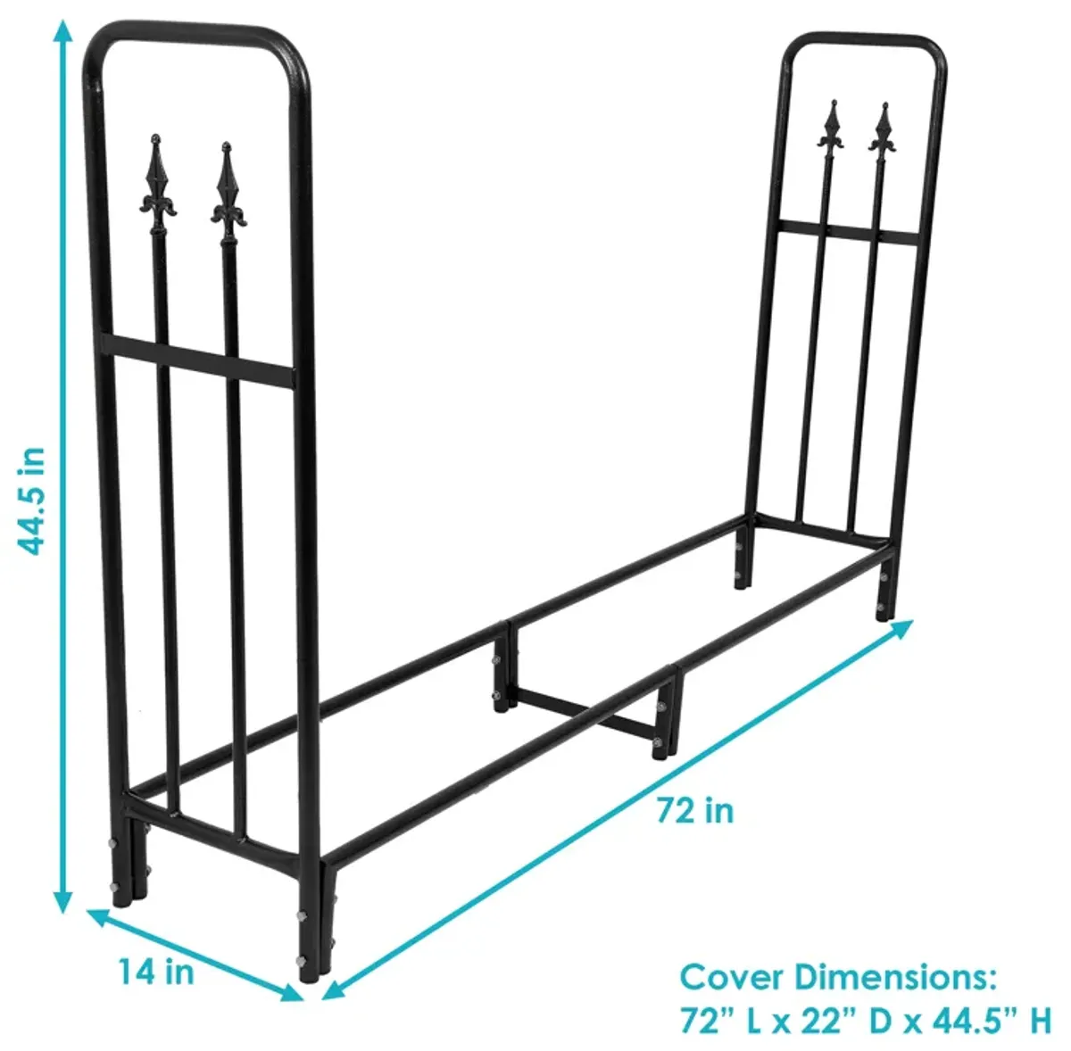 Sunnydaze 6 ft Powder-Coated Steel Firewood Log Rack with Black Cover