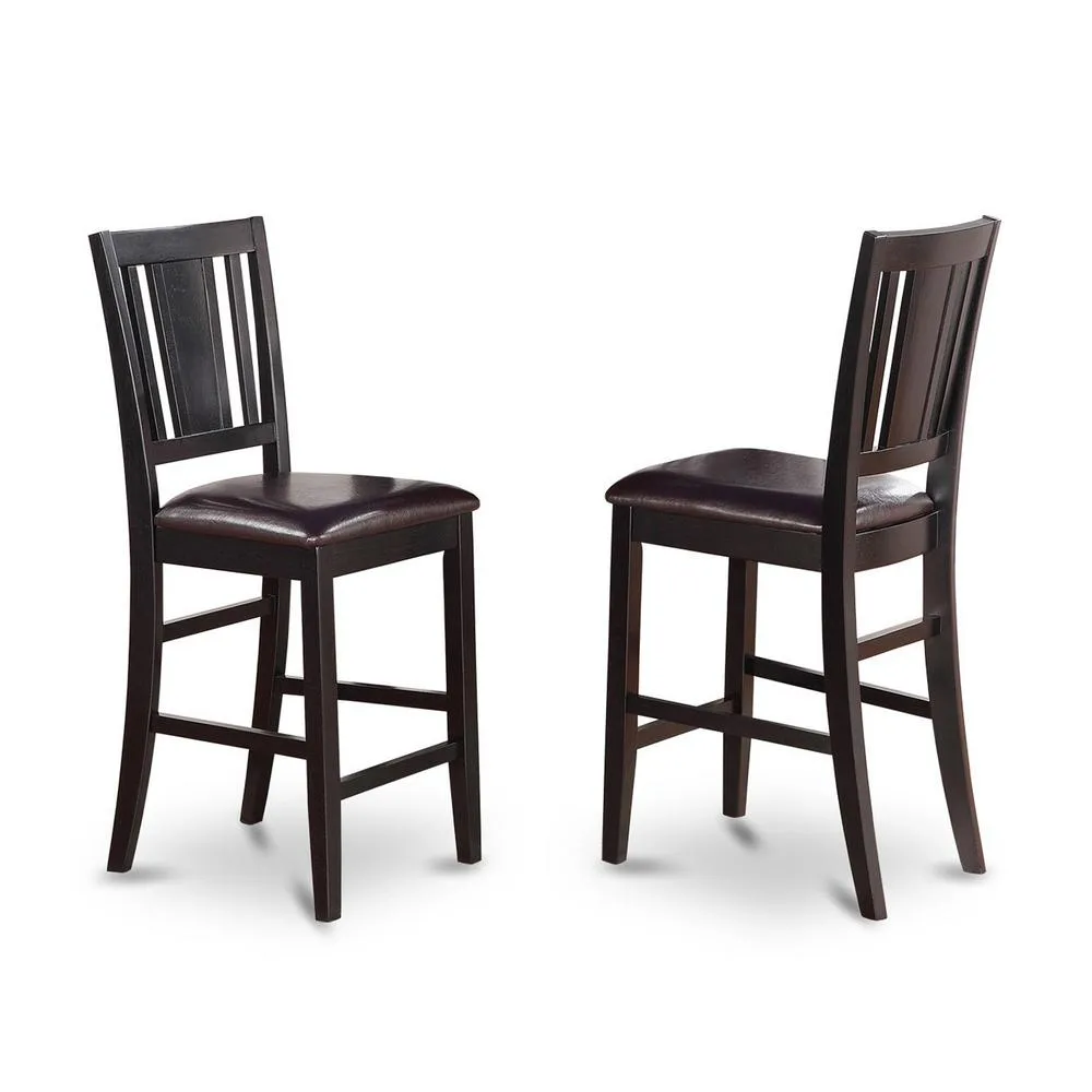 Buckland Counter Height Chair with Faux Leather Upholstered Seat in Black Finish, Set of 2