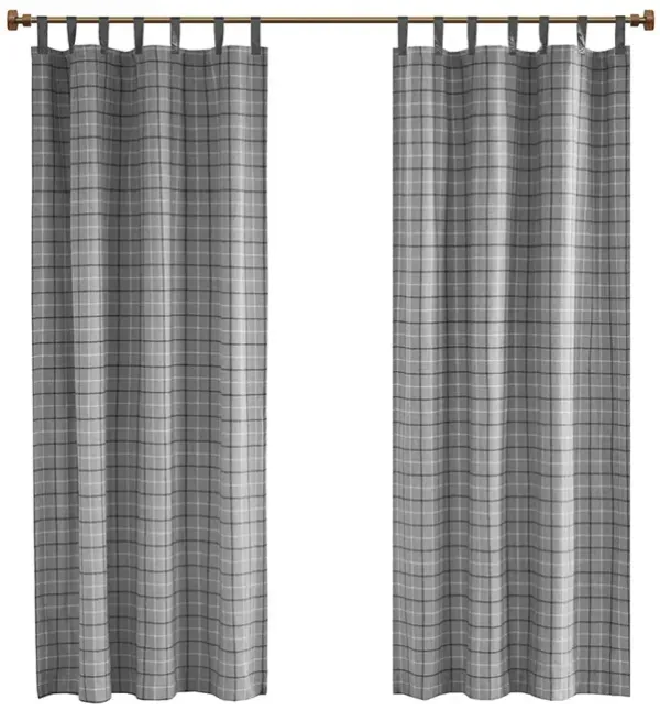 Gracie Mills Brianna Rustic Plaid Faux Leather Tab Top Curtain Panel