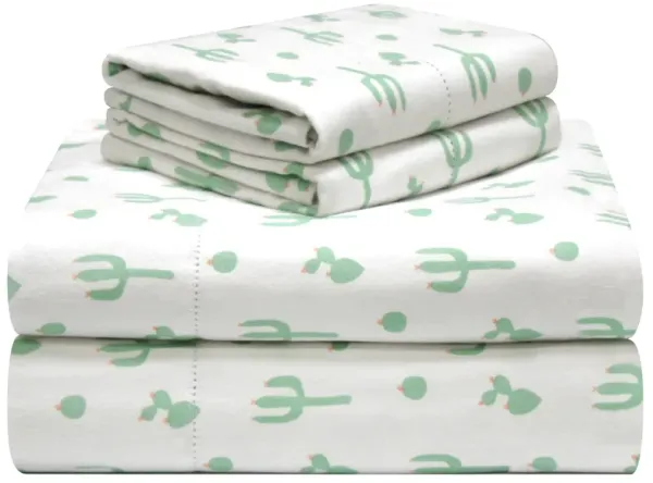 Pointehaven 180 GSM Velvet Feel Luxury Cotton Bunnies Printed Flannel Deep Pocket 4 pc Sheet Set, Full