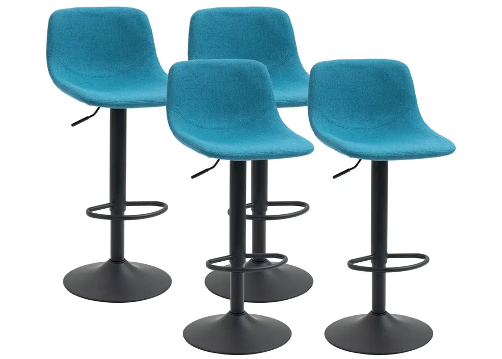 Blue Kitchen Perches: Set of 4 Adjustable Swivel Bar Height Chairs