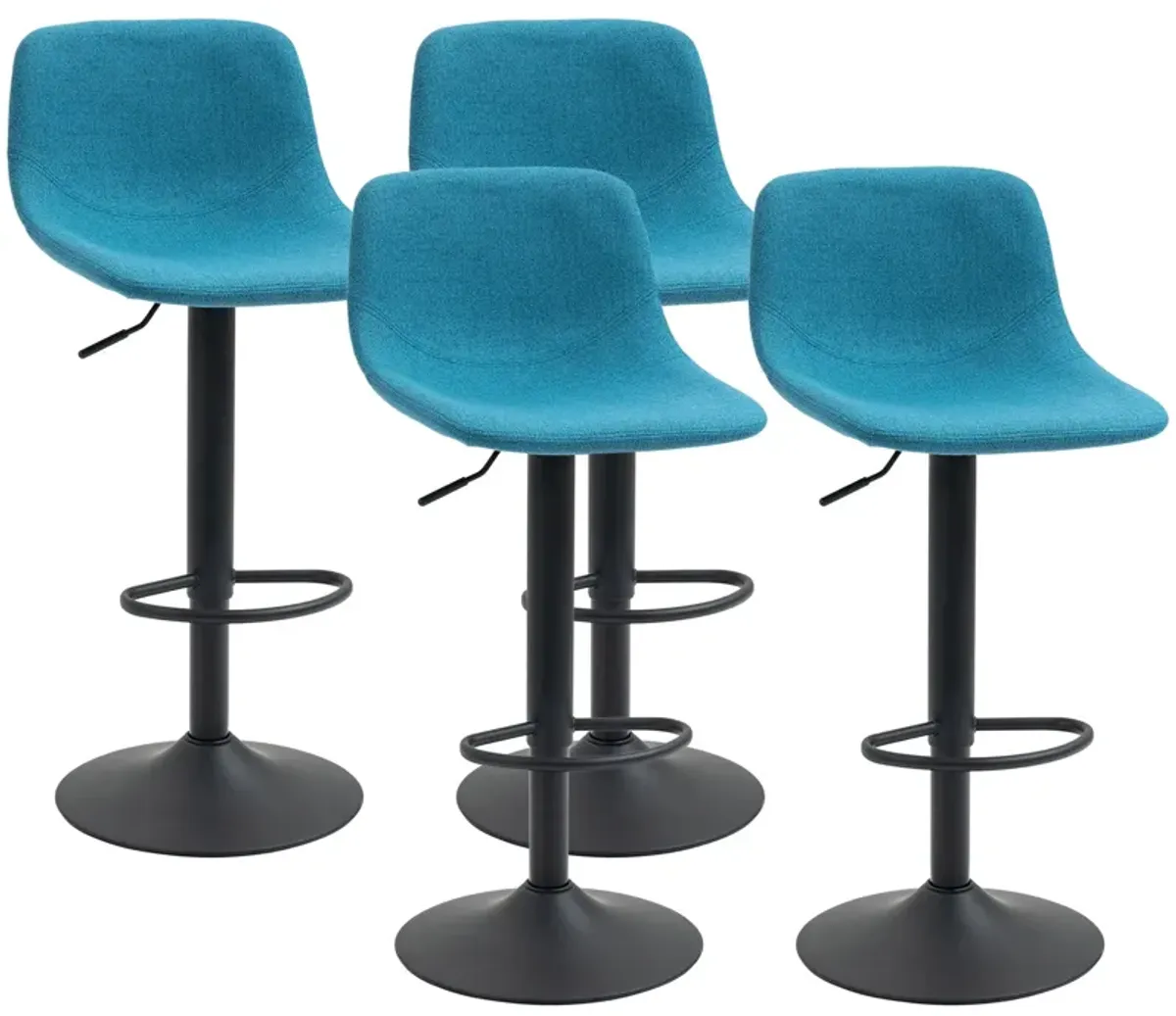 Blue Kitchen Perches: Set of 4 Adjustable Swivel Bar Height Chairs