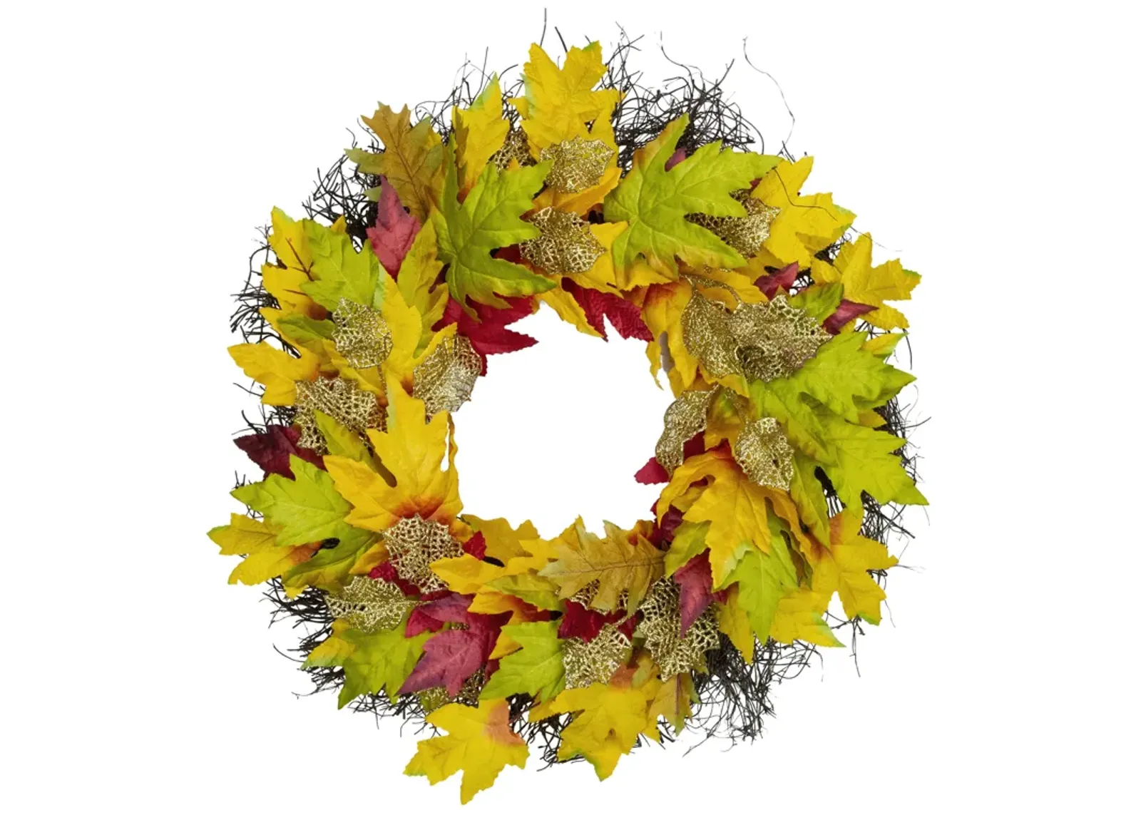 Maple Leaf Artificial Fall Harvest Wreath  22-Inch