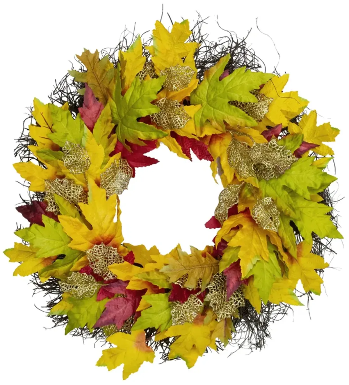 Maple Leaf Artificial Fall Harvest Wreath  22-Inch