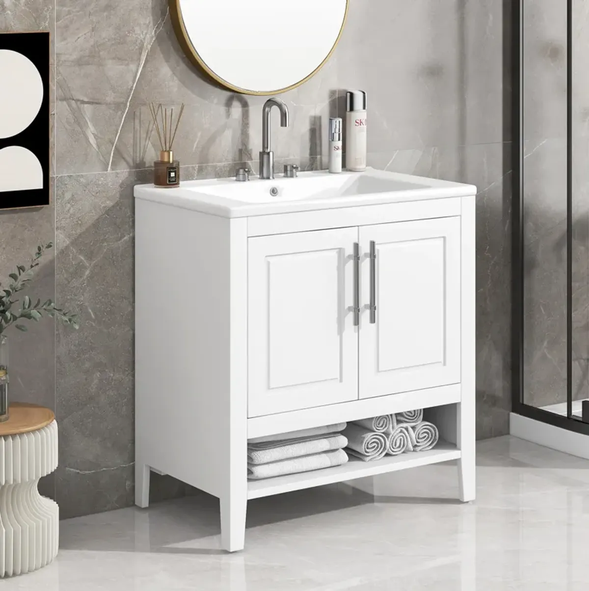 Merax Freestanding 30" Bathroom Furniture Vanity with Sink