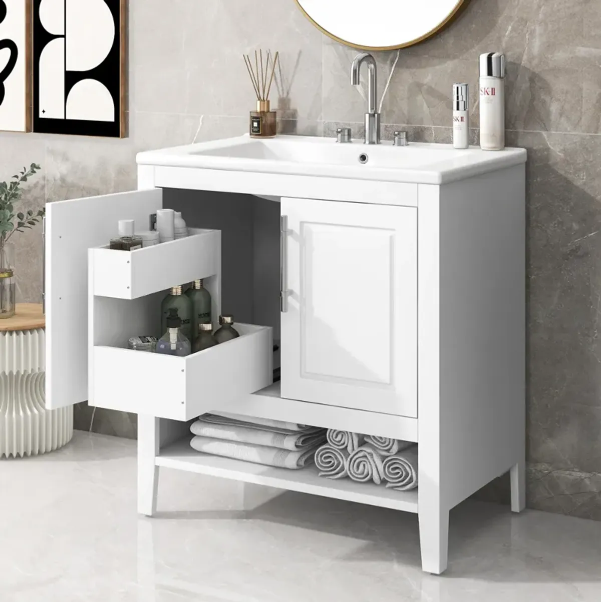 Merax Freestanding 30" Bathroom Furniture Vanity with Sink