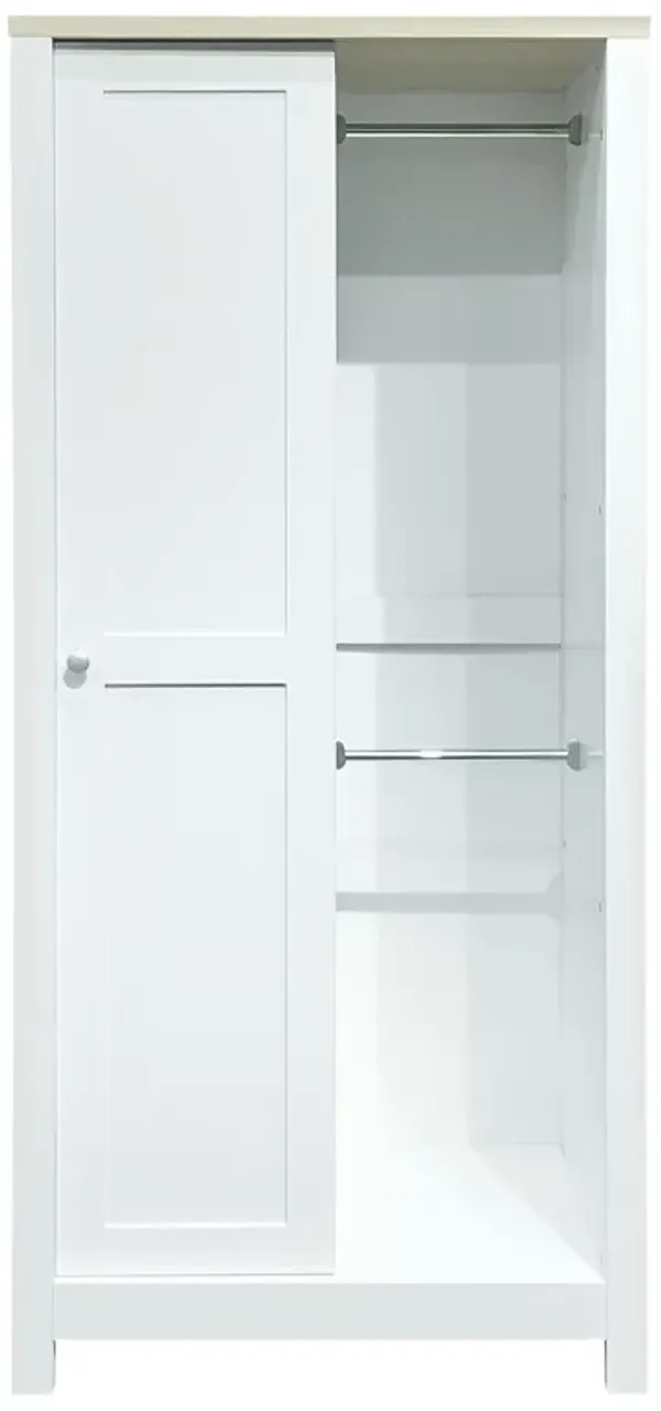 Streamdale Modern Farmhouse Wardrobe with Sliding Door, Drawers, and Shelves