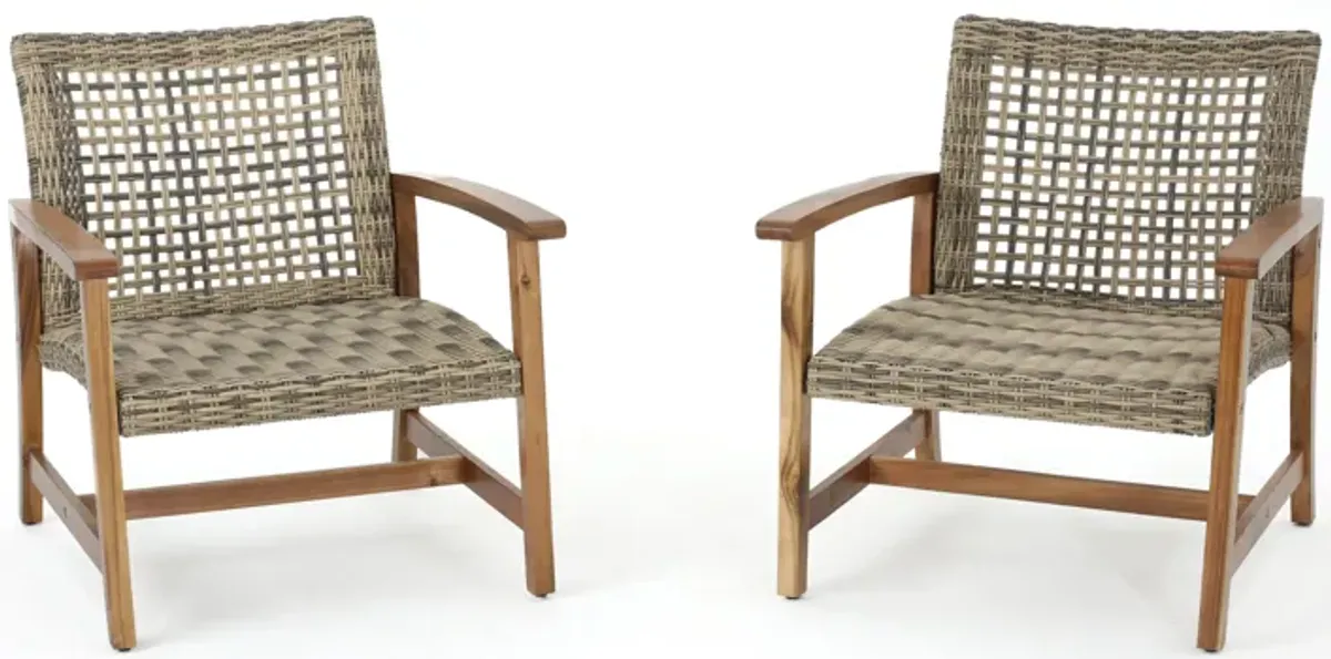 Merax 2 Pieces Outdoor Wicker Club Chairs Set