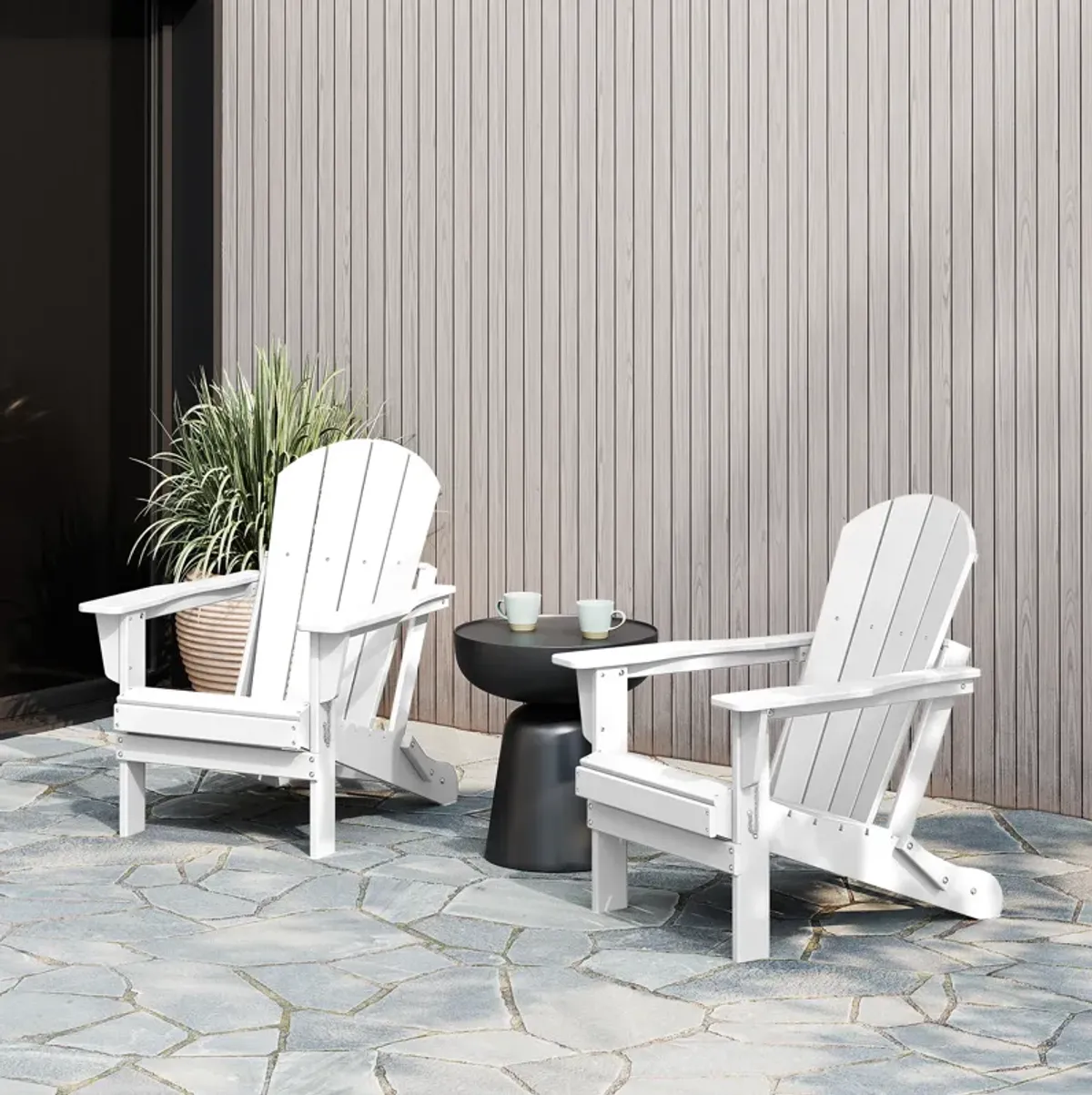WestinTrends Westintrends 2 piece set outdoor folding Poly Adirondack chair