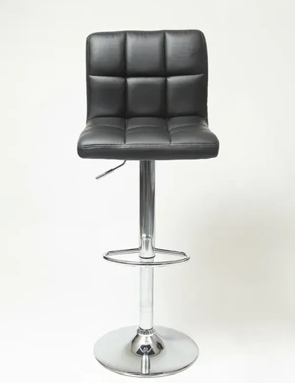 Streamdale Faux Leather Adjustable Hydraulic Bar Stool, Set of 2, Black