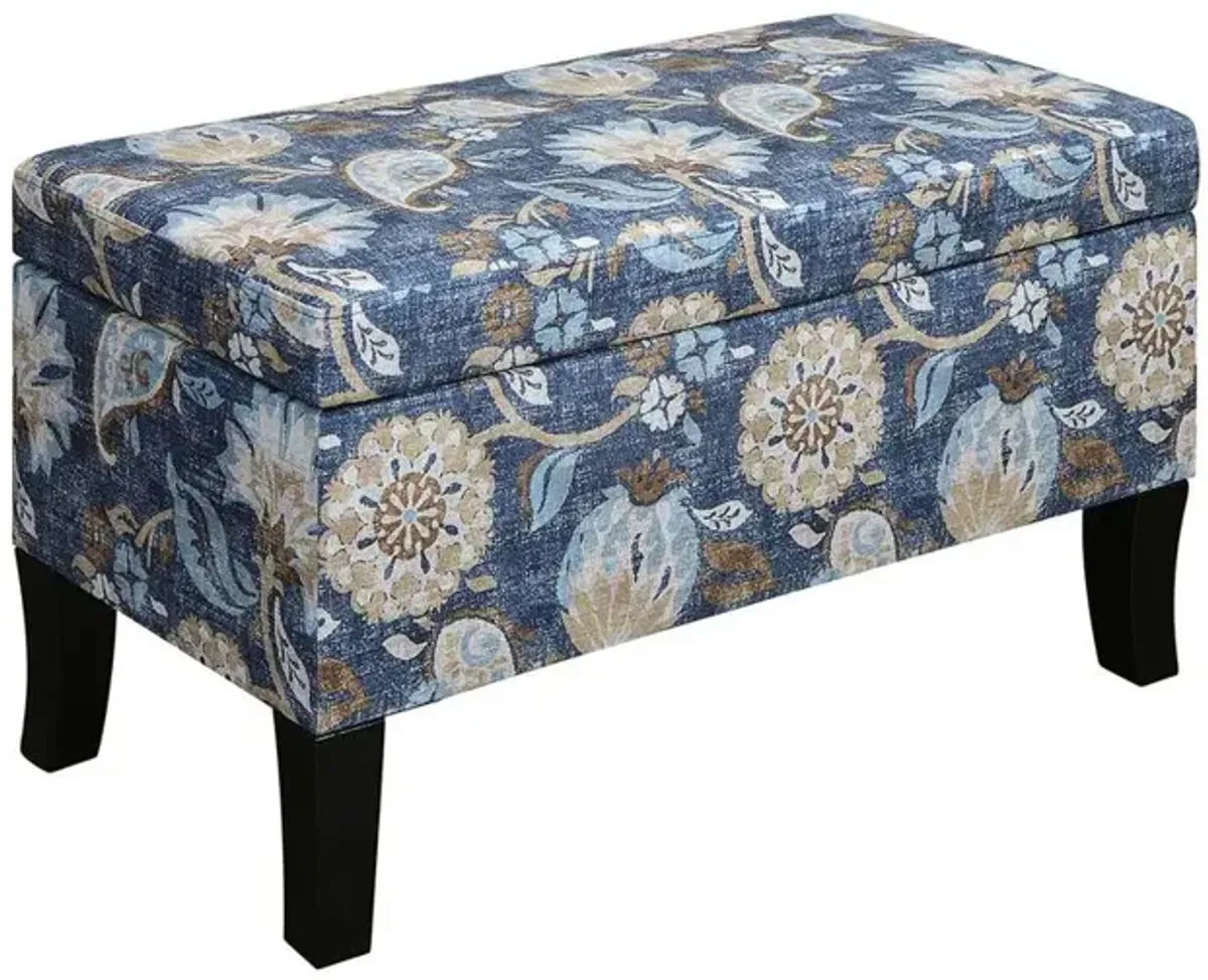 Convience Concept, Inc. Designs4Comfort Winslow Storage Ottoman, Indigo Flora Fabric