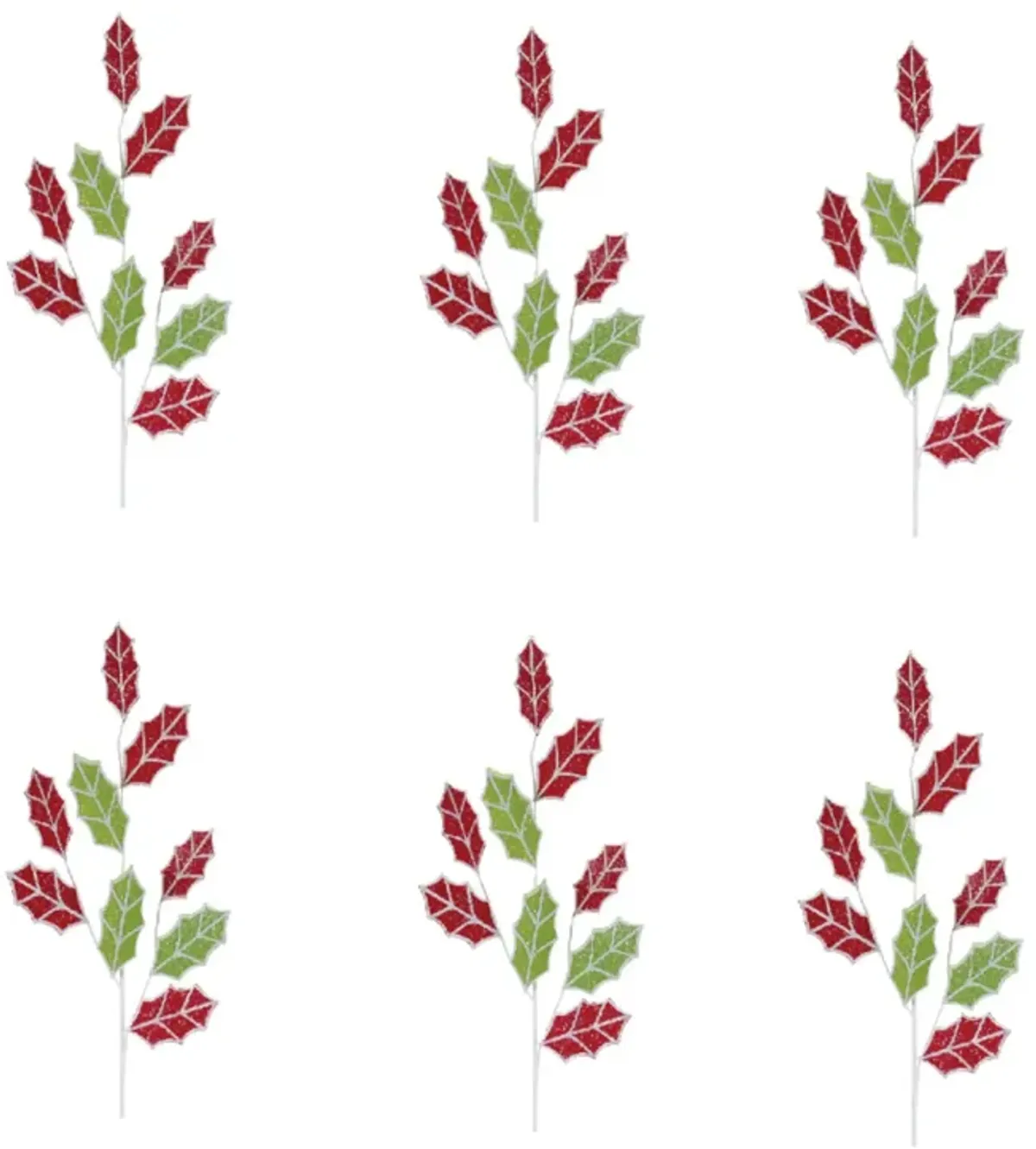 Holly Spray (Set of 6) for Holiday Decor – Artificial Christmas Foliage