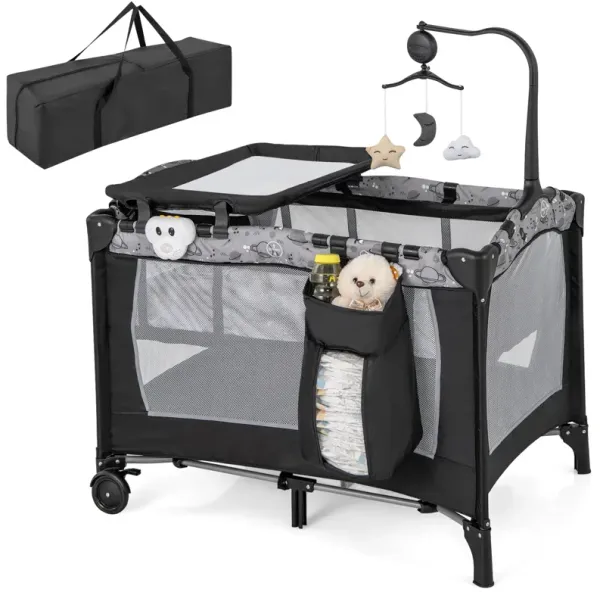 Multi-Functional Baby Playpen with Mattress and Removable Changing Table