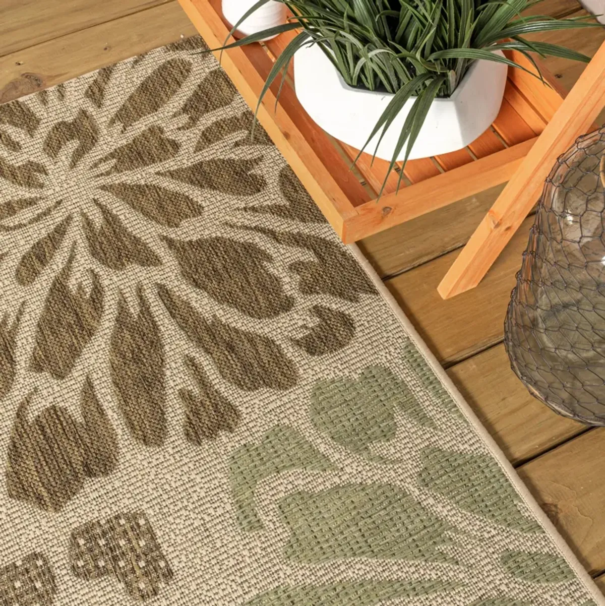 Zinnia Modern Floral Textured Weave Indoor/Outdoor Area Rug