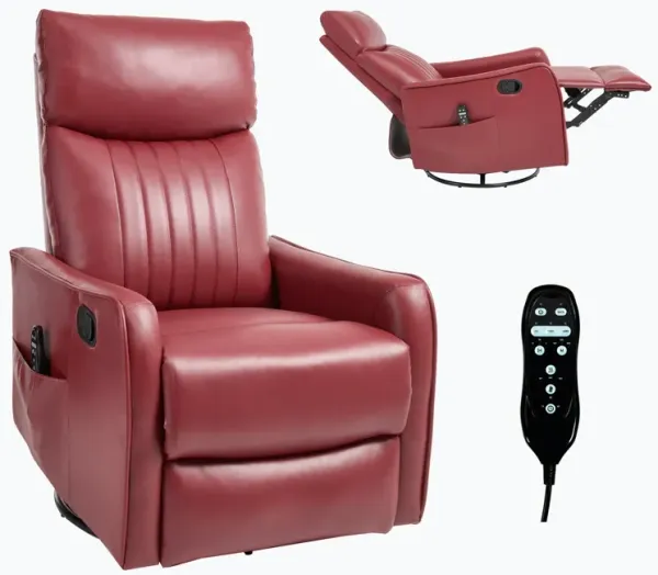Orange Heat Massage Manual Recliner Chair with Rocker and Swivel in Fabric for Living Room