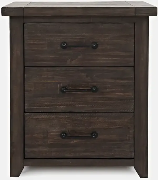 Jofran Madison County Rustic Reclaimed Solid Wood Farmhouse USB Charging Nightstand