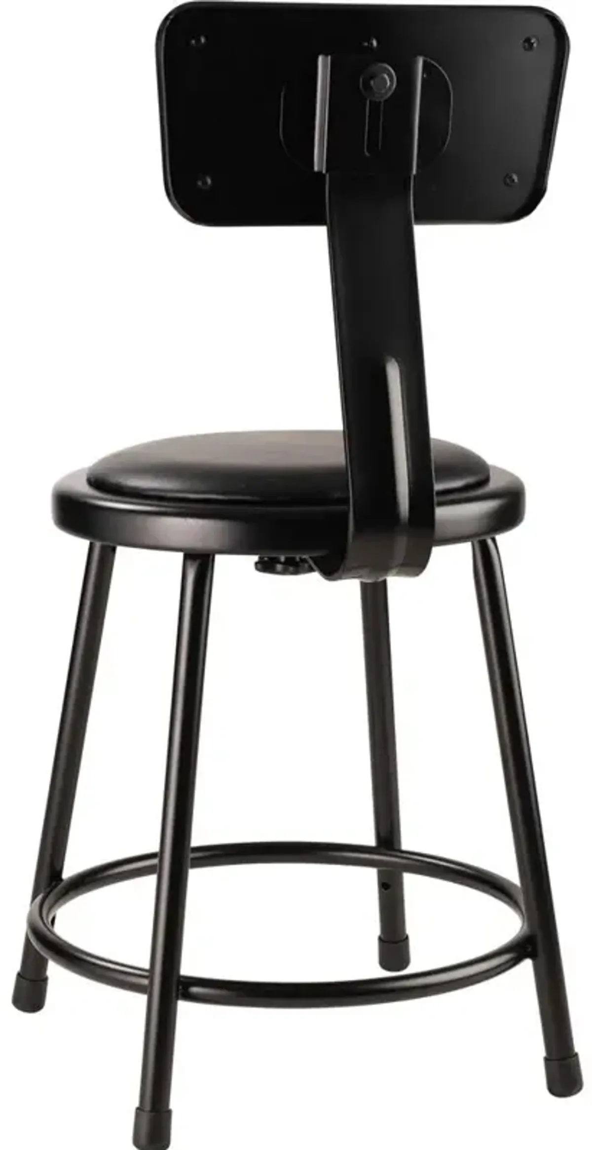 NPS® 18"Heavy Duty Vinyl Padded Steel Stool With Backrest, Black