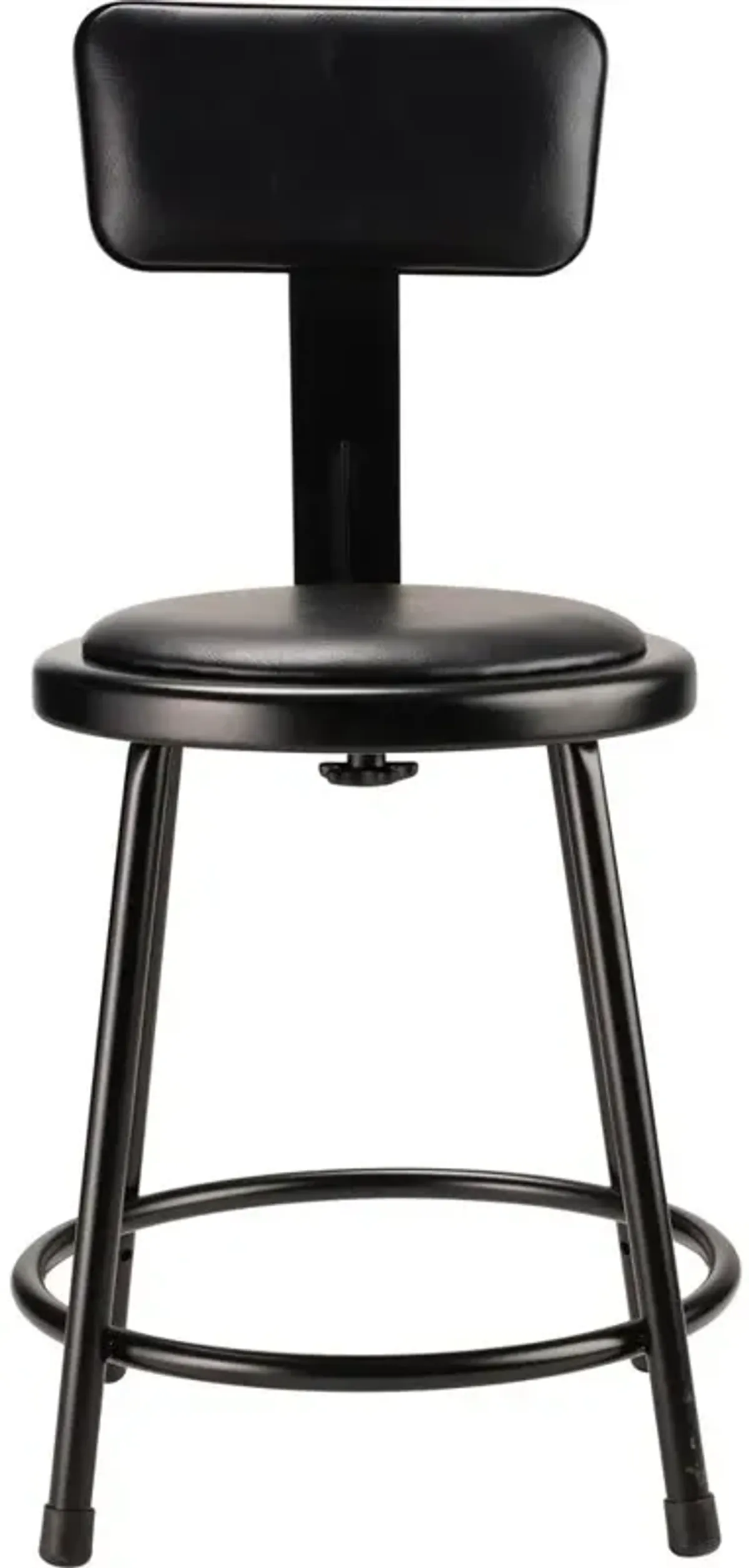 NPS® 18"Heavy Duty Vinyl Padded Steel Stool With Backrest, Black