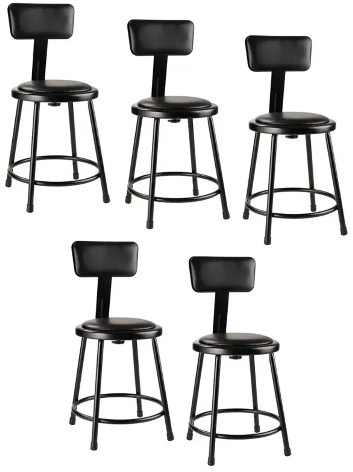 NPS® 18"Heavy Duty Vinyl Padded Steel Stool With Backrest, Black