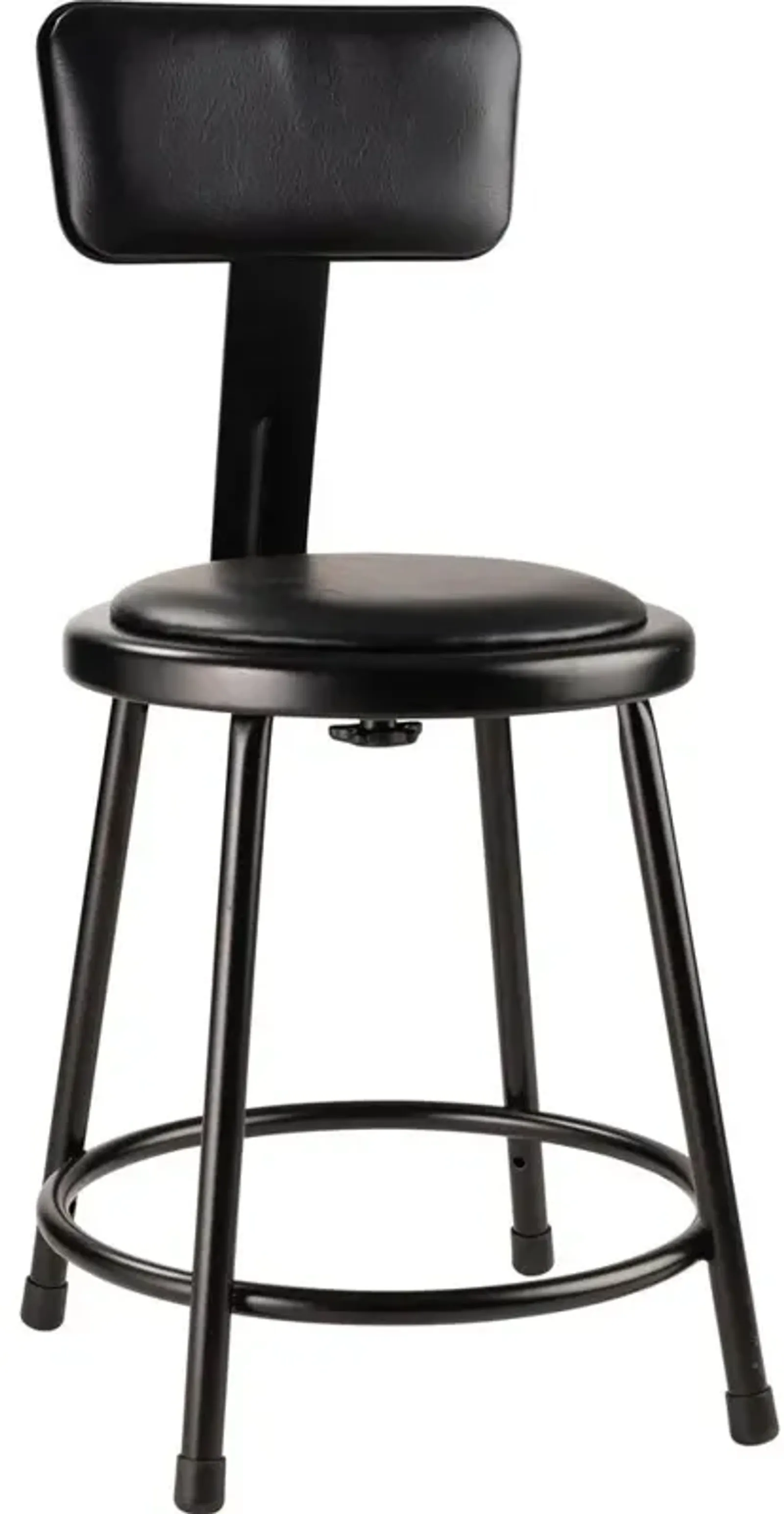 NPS® 18"Heavy Duty Vinyl Padded Steel Stool With Backrest, Black