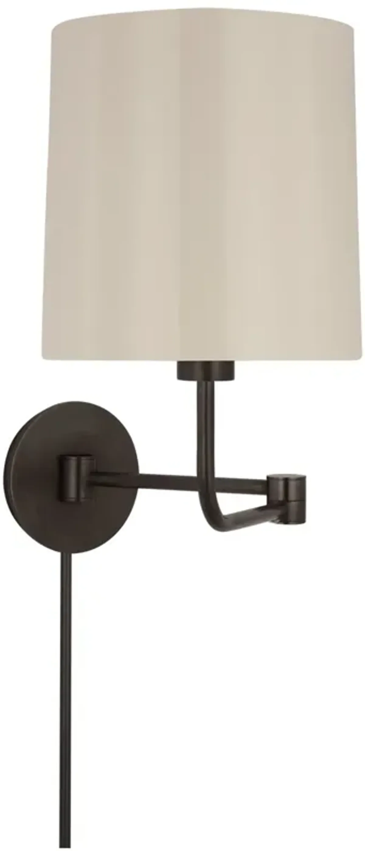 Go Lightly Swing Arm WallLight in Bronze - China White Shade