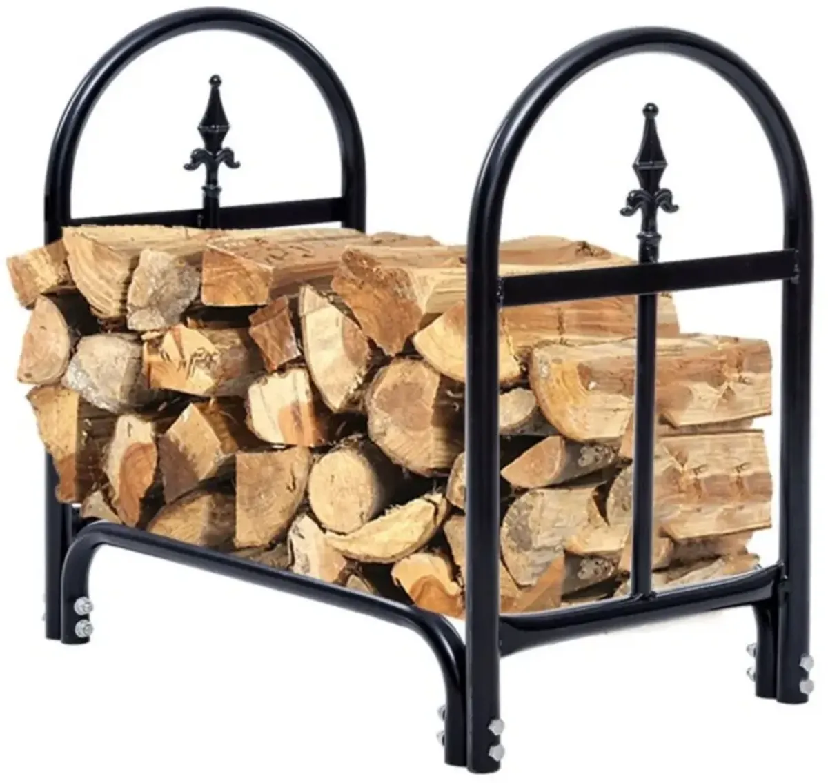 Hivvago 2 Ft. Small Indoor/Outdoor Heavy Duty Steel Firewood Storage Holder