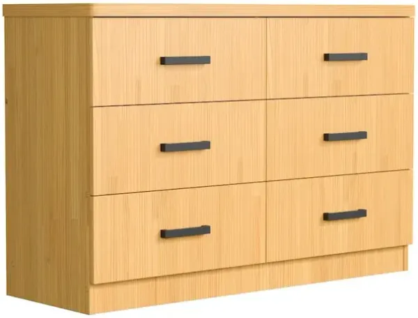 Woodpeckers Furniture And Mattress Double Dresser 6 Drawer DD (Beech)