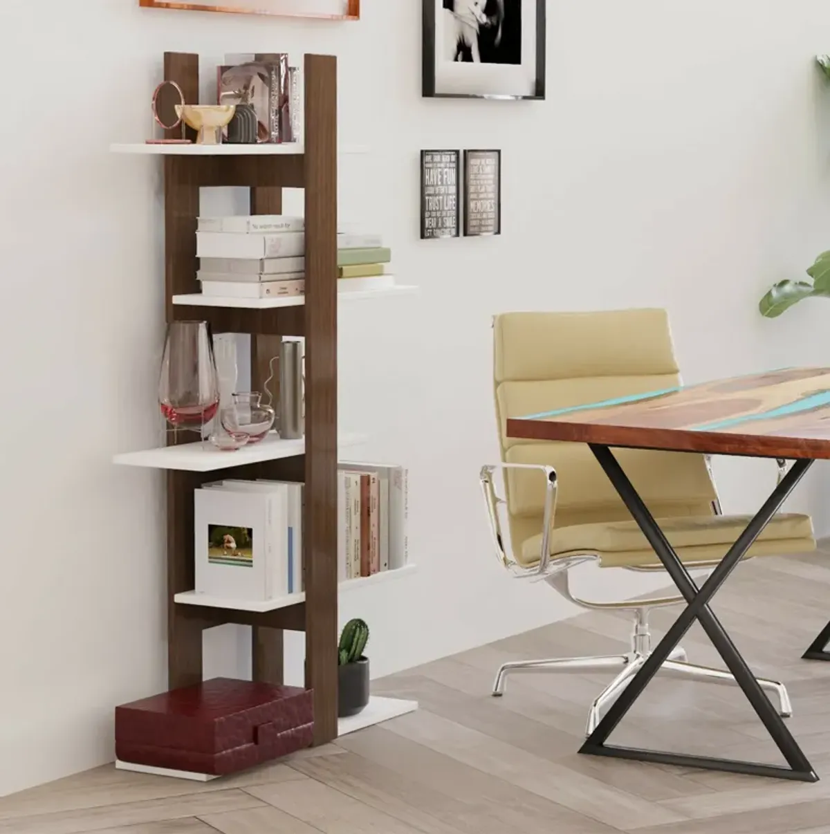 5-Tier Freestanding Bookshelf with Anti-Toppling Device