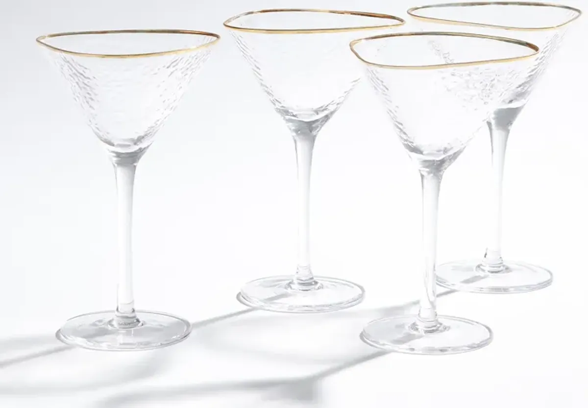 Set of 4 Hammered Martini Glasses