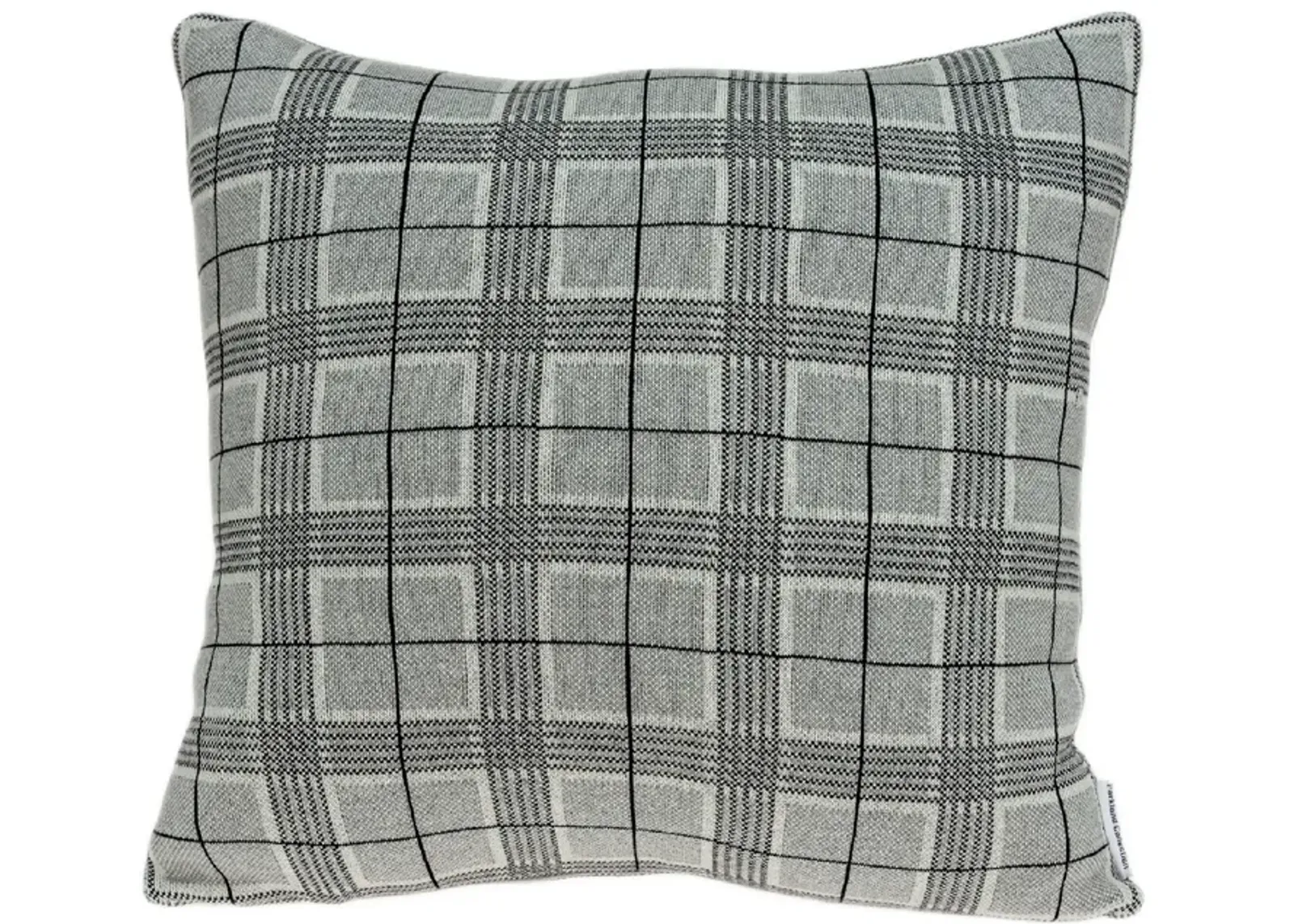 20” Charcoal Gray and Black Knitted Plaid Square Throw Pillow