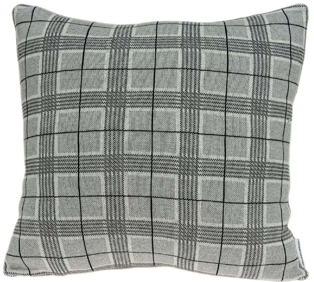 20” Charcoal Gray and Black Knitted Plaid Square Throw Pillow