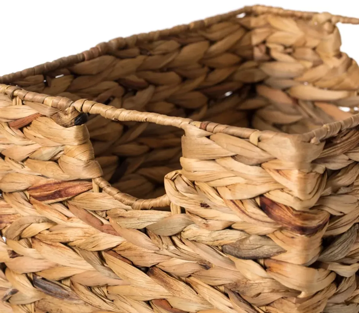 Natural Decorative Woven Water Hyacinth Storage Basket for The Playroom, Bedroom, and Living Room