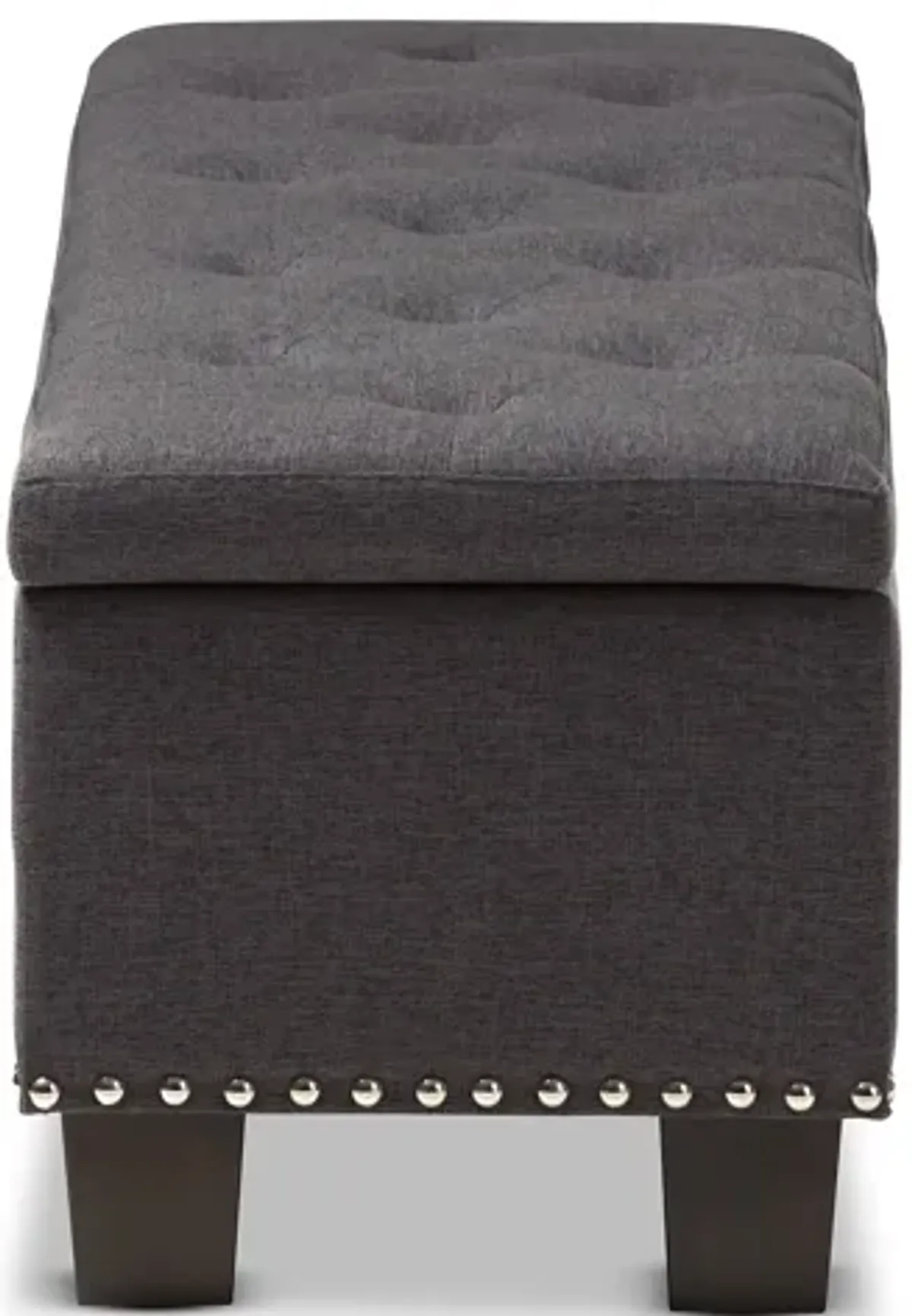 Baxton Studio Hannah Modern Dark Grey Fabric Upholstered Button Tufting Storage Ottoman Bench