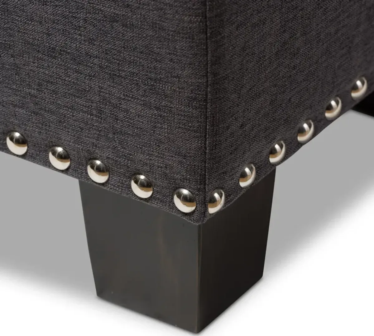 Baxton Studio Hannah Modern Dark Grey Fabric Upholstered Button Tufting Storage Ottoman Bench